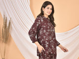 Women Brown printed Top T-04