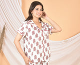 Women white pink printed Top T-08