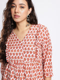 PRINTED WOMEN CREAM&RED TOP