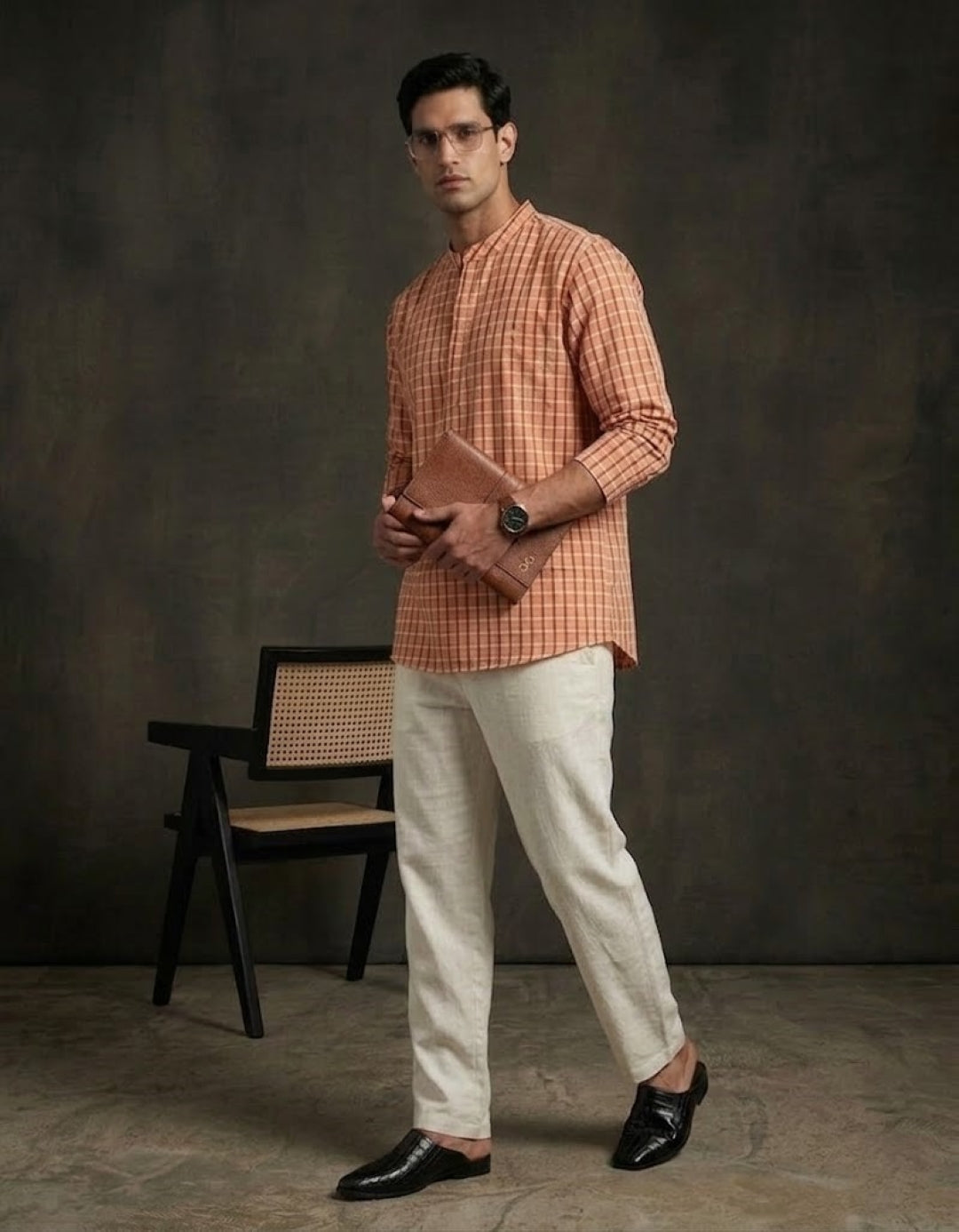 Men Orange Kurta