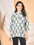 Women White Gray Printed Top T-12