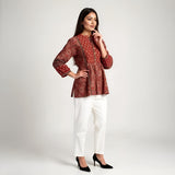 WOMEN FLORAL TOP MAROON