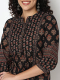WOMEN FLORAL TOP BLACK