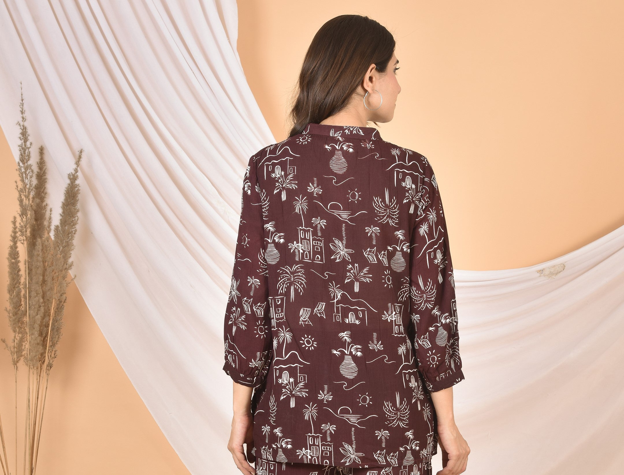 Women Brown printed Top T-04