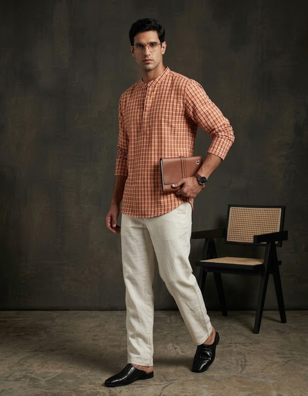 Men Orange Kurta