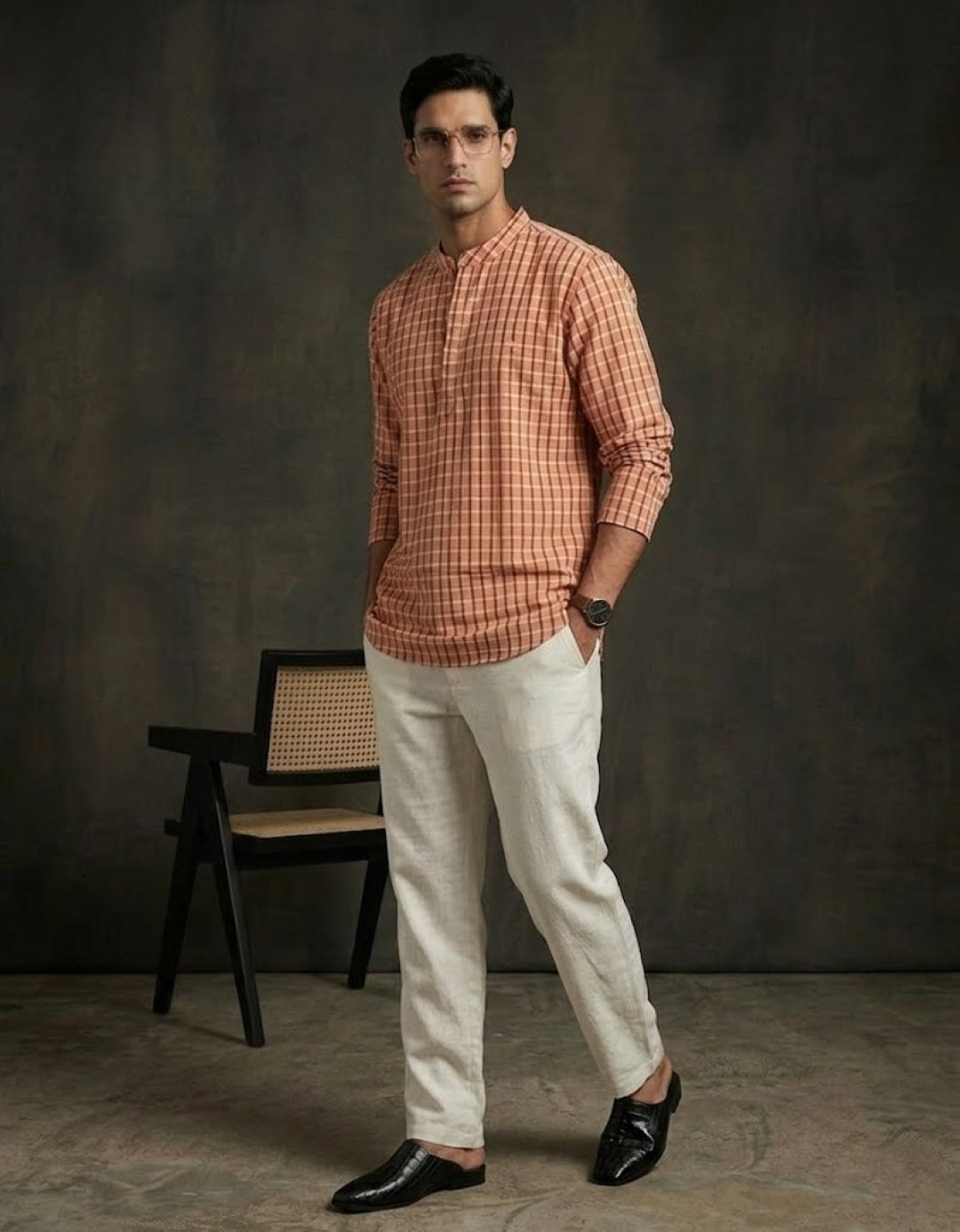 Men Orange Kurta