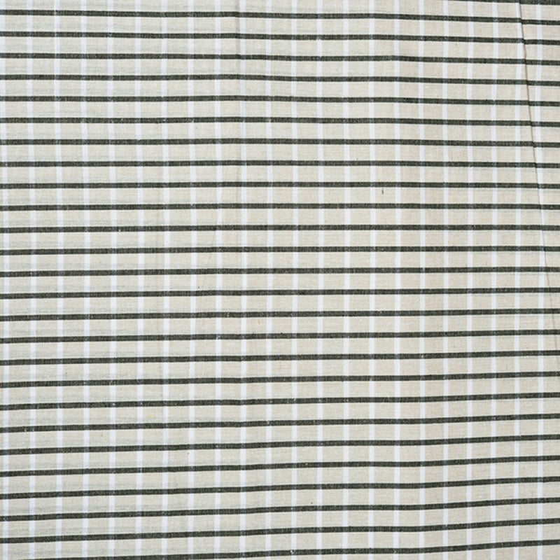 Beige Black Checks Cotton Handloom Fabric