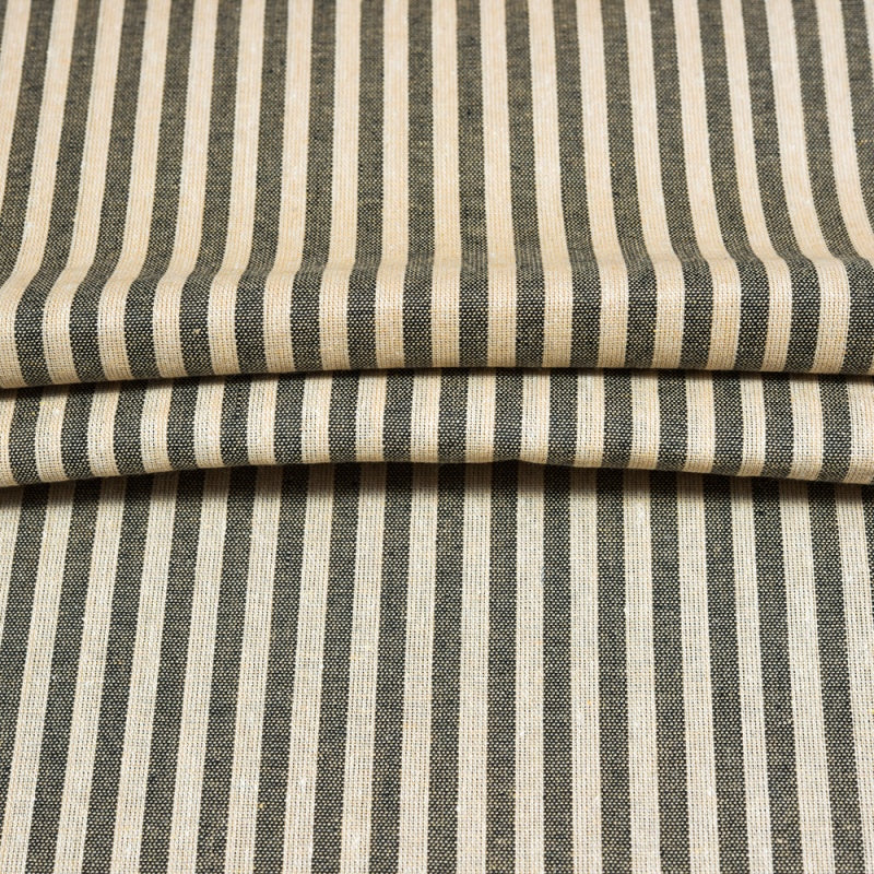 Beige Black Stripe Cotton Handloom Fabric