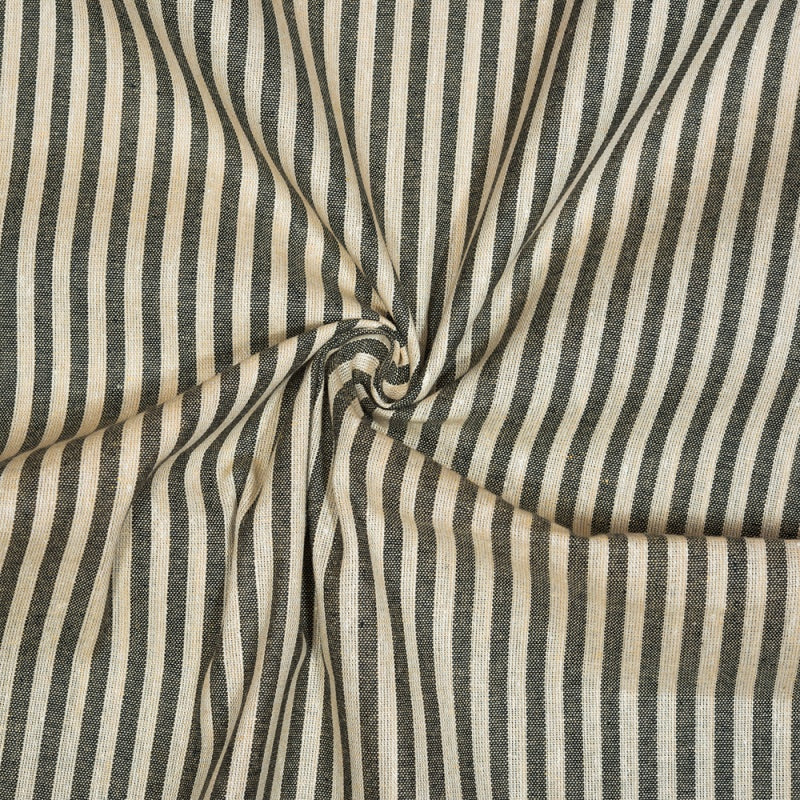 Beige Black Stripe Cotton Handloom Fabric