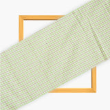 Beige Green Small Checks Cotton Handloom Fabric