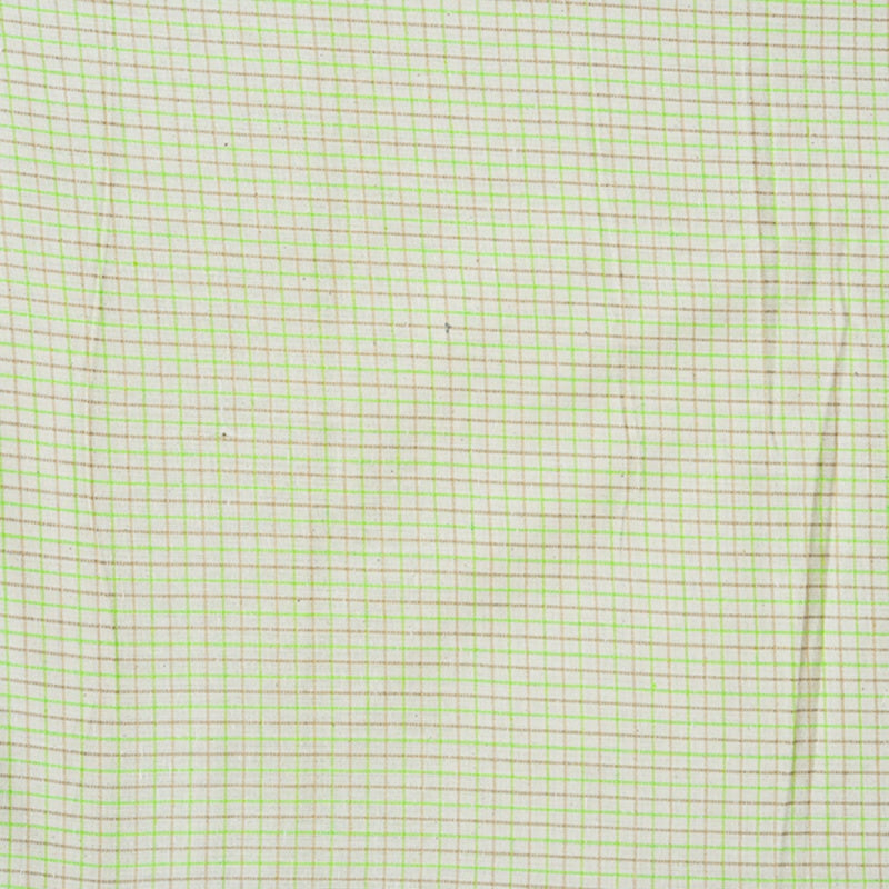 Beige Green Small Checks Cotton Handloom Fabric