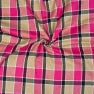 Beige Pink and Black Twill Cotton Handloom Fabric