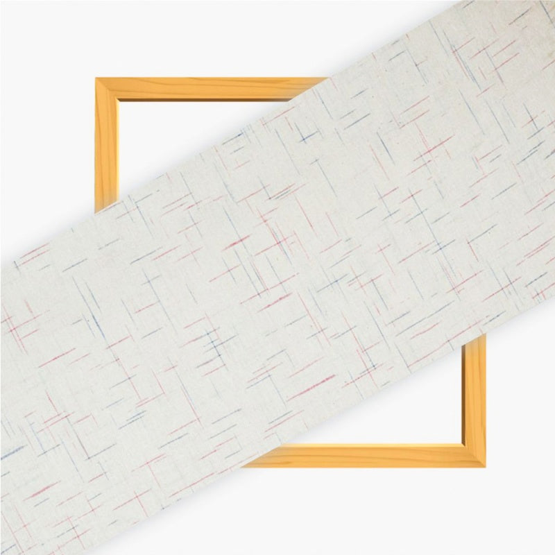 Beige Red and Blue Texture Cotton Handloom Fabric