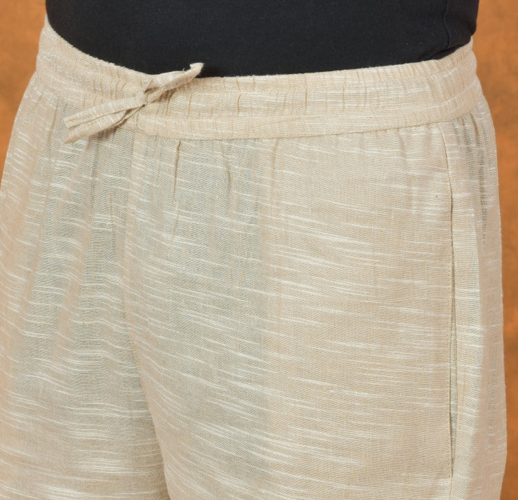 Beige-Solid-Cotton-Handloom-Men-Pant
