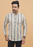 BEIGE WHITE STRIPE COTTON HANDLOOM CORD  SET-25006