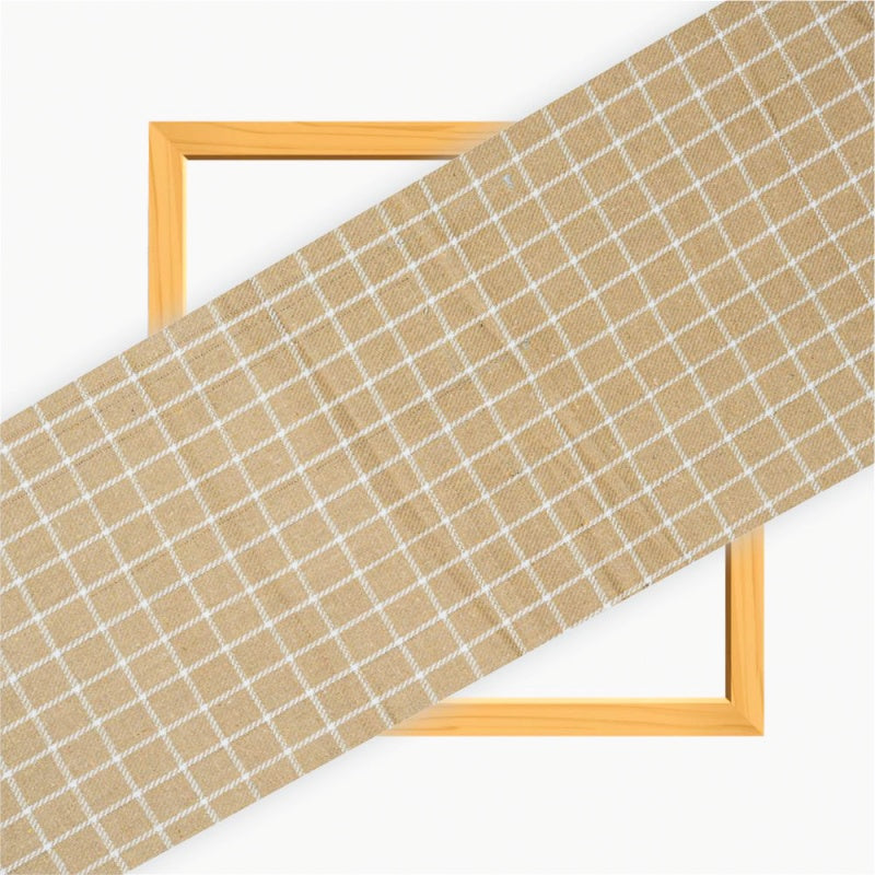 Beige White Twill Cotton Handloom Fabric