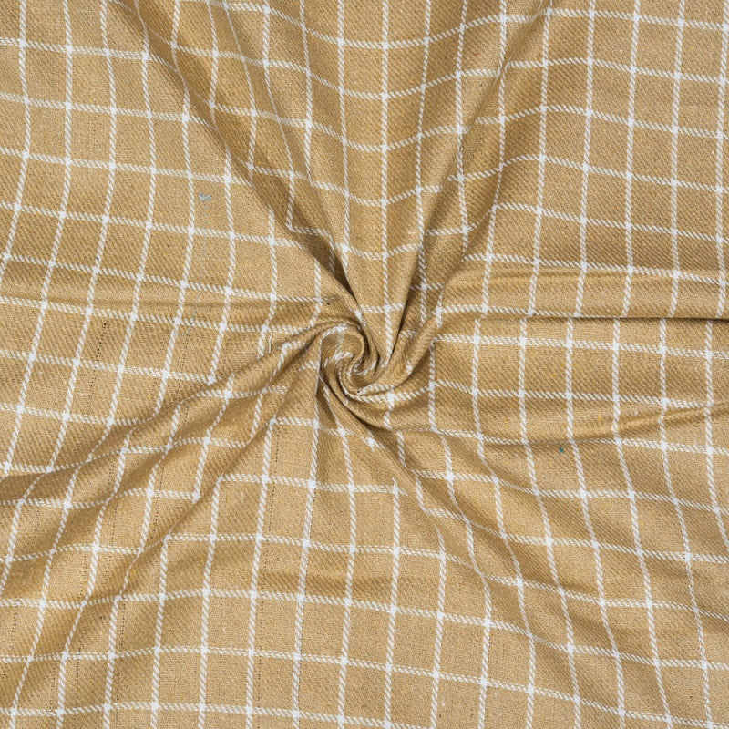 Beige White Twill Cotton Handloom Fabric