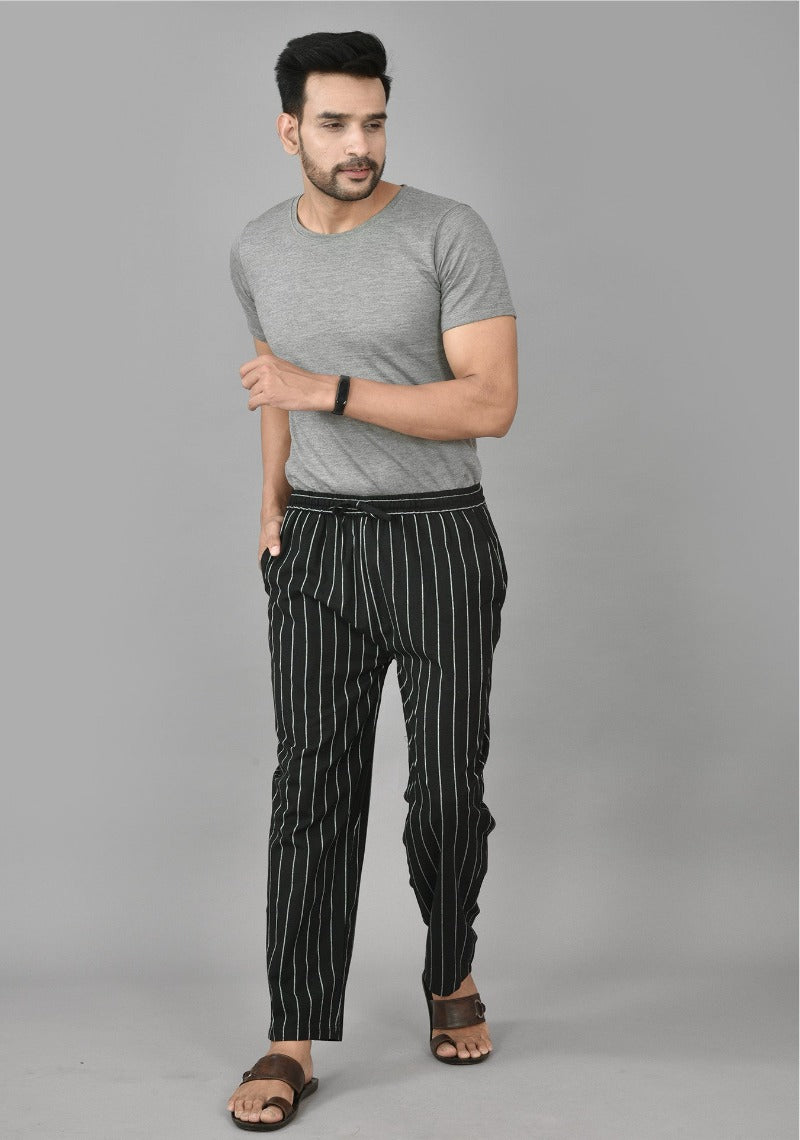 Black-Cotton-Handloom-Stripe-Men-Pant