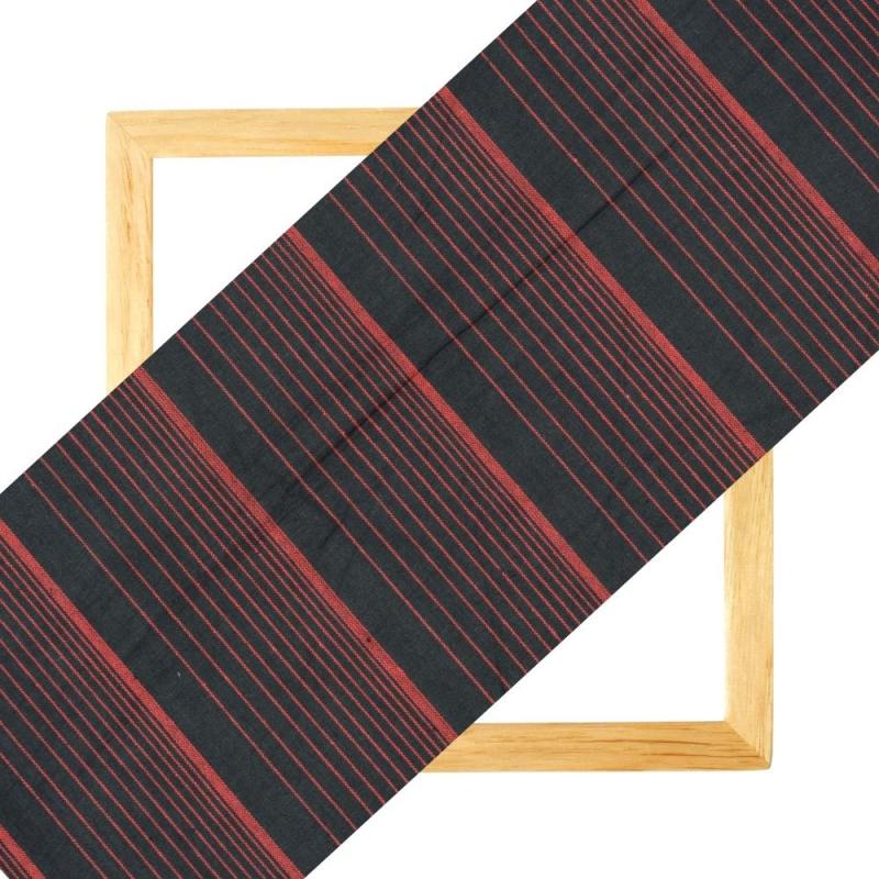 Black Red Stripe Handloom Cotton Fabric