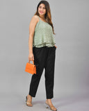 Combo of 2 Maroon and Black Cotton Flax Women Trouser Pant-10331