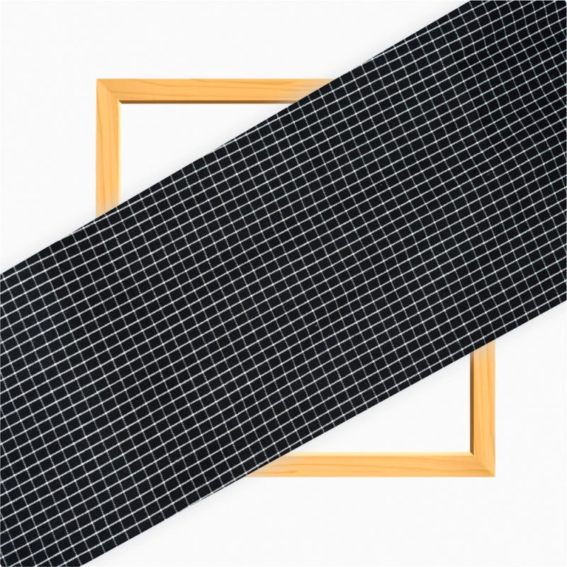 Black White Small Checks Cotton Handloom Fabric