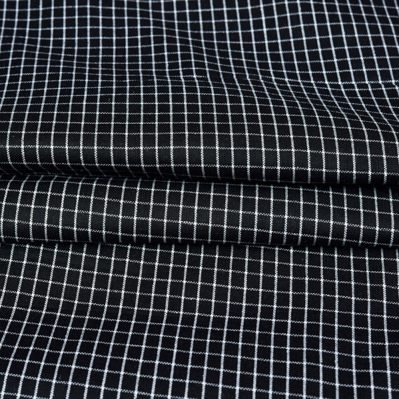 Black White Small Checks Cotton Handloom Fabric
