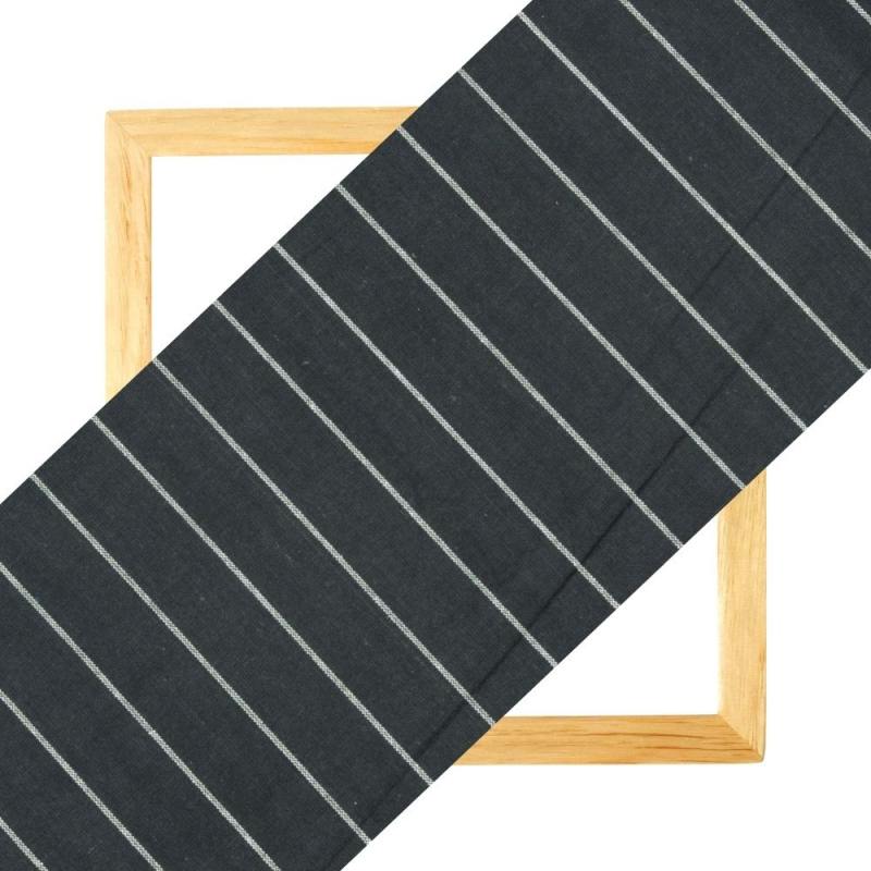 Black White Stripe Handloom Cotton Fabric