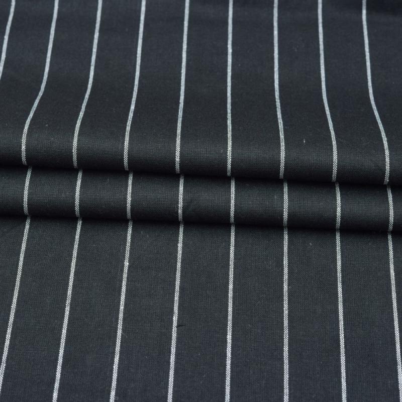 Black White Stripe Handloom Cotton Fabric