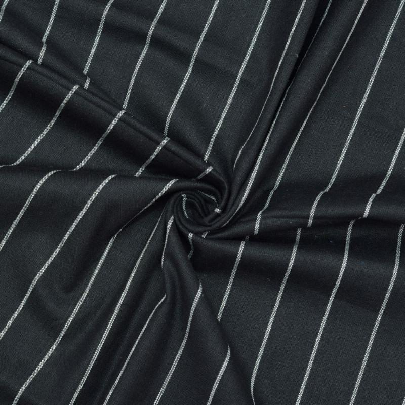 Black White Stripe Handloom Cotton Fabric