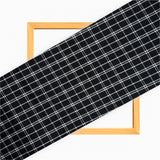 Black White Triple Line Checks Cotton Handloom FabriC