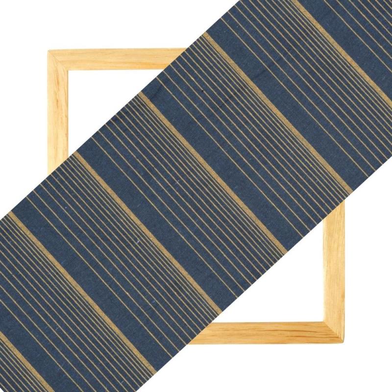 Black Yellow Stripe Handloom Cotton Fabric