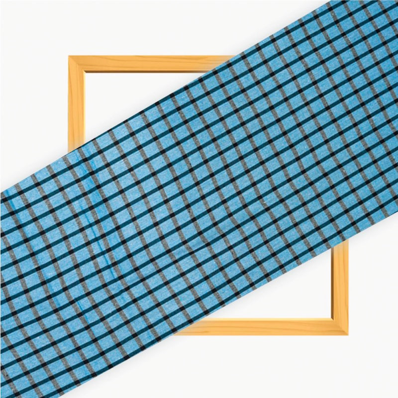 Blue Black Checks Cotton Handloom Fabric