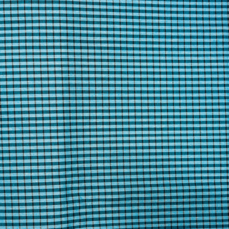 Blue Black Small Checks Cotton Handloom Fabric