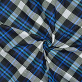 Blue Black and White Checks Handloom Cotton Fabric