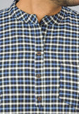 BLUE WHITE CHECKS COTTON HANDLOOM CORD SET-25291