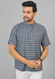BLUE WHITE CHECKS COTTON HANDLOOM CORD SET-25291