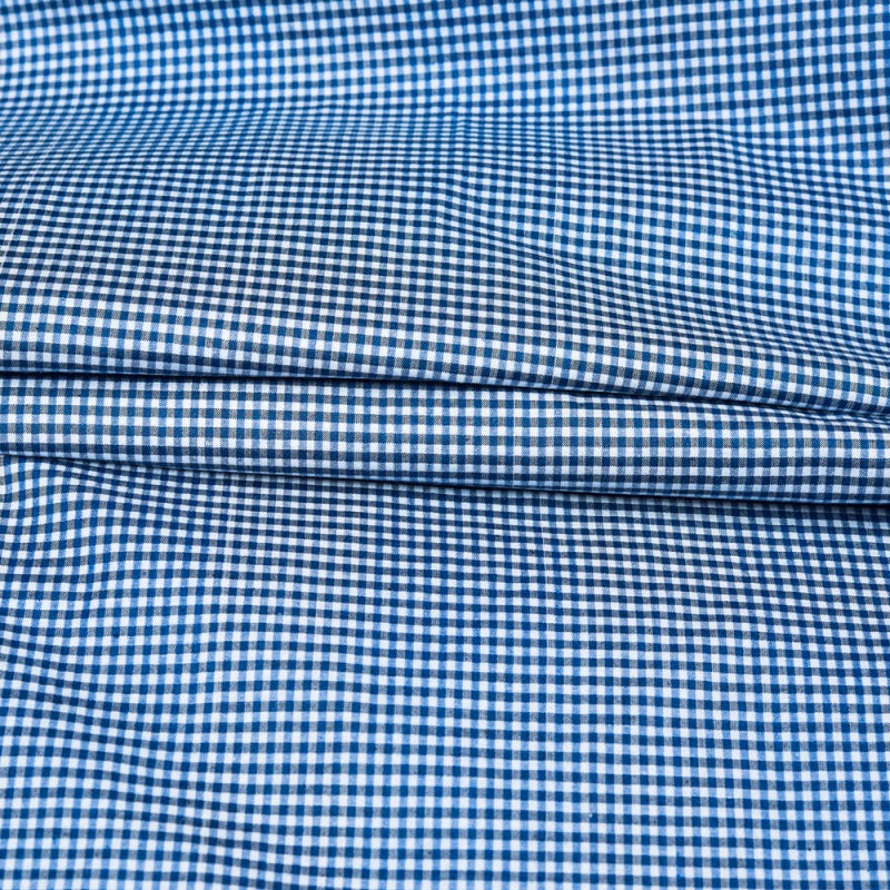 Blue White Small Checks Cotton Handloom Fabric