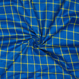 Blue Yellow Checks Cotton Handloom Fabric