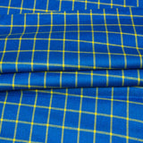 Blue Yellow Checks Cotton Handloom Fabric