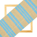 Blue Yellow Stripe Handloom Cotton Fabric