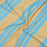 Blue Yellow Stripe Handloom Cotton Fabric