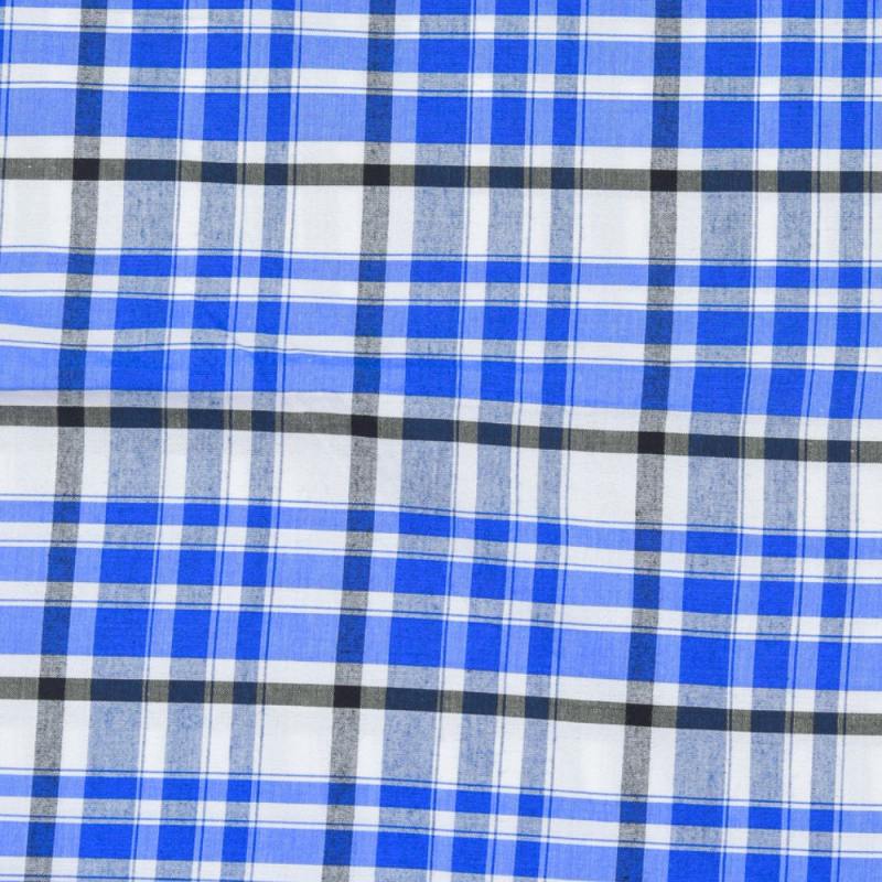 Blue and White Check Handloom Cotton Fabric