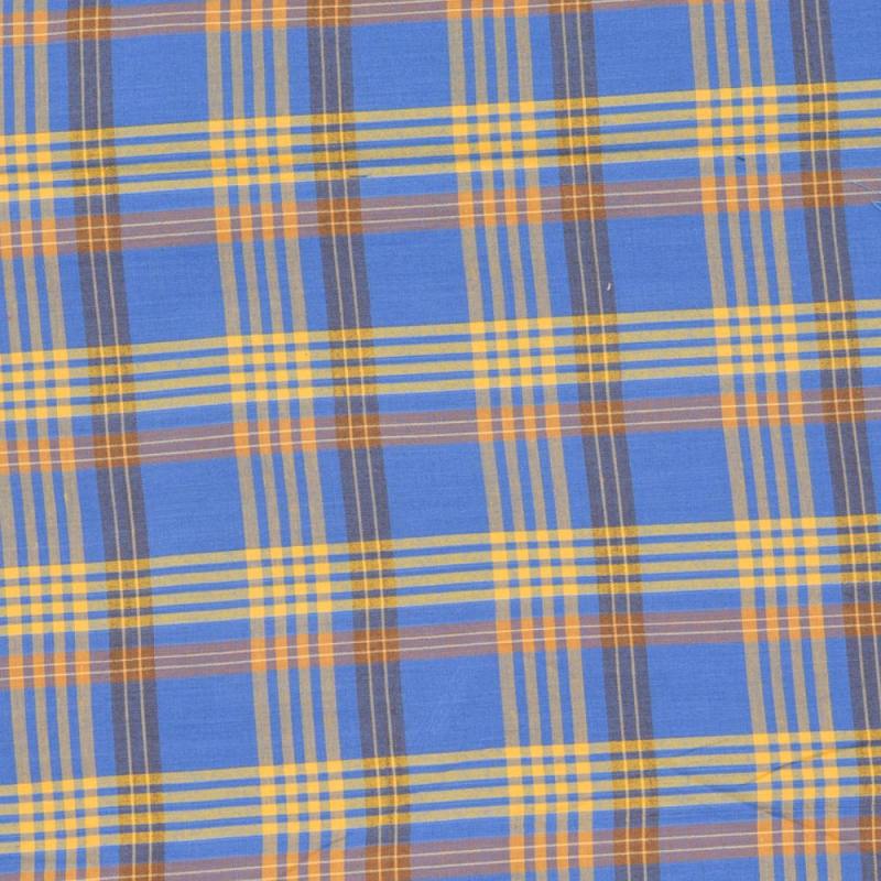 Blue and Yellow Check Handloom Cotton Fabric