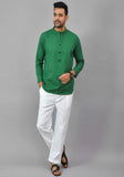 BOTTLE GREEN SOLID COTTON HANDLOOM CORD SET-25077