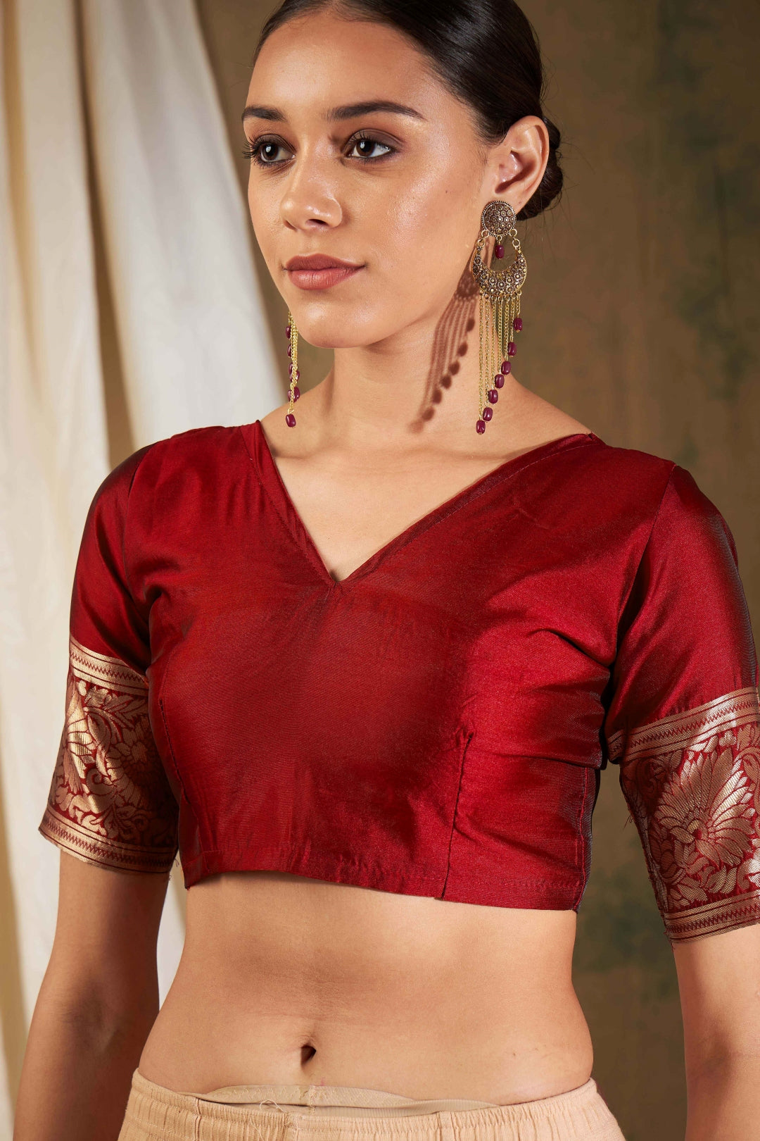 Women's Red Colour Weaving Work Saree