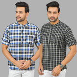 Combo of 2 Black and Blue Cotton Handloom Short Kurta-25371
