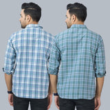 Combo of 2 Cotton Men Full Sleeves Checks Shirts Gray and Gray-46951