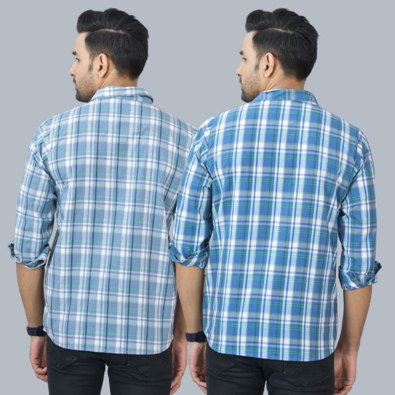 Combo of 2 Cotton Men Full Sleeves Checks Shirts Gray and Gray-46954