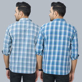 Combo of 2 Cotton Men Full Sleeves Checks Shirts Gray and Gray-46954