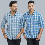 Combo of 2 Cotton Men Full Sleeves Checks Shirts Gray and Gray-46954